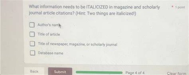 Are scholarly articles italicized?
