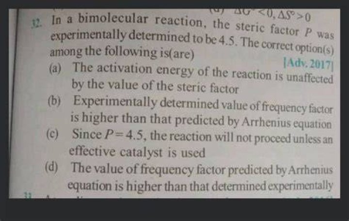In a bimolecular reaction the steric factor?
