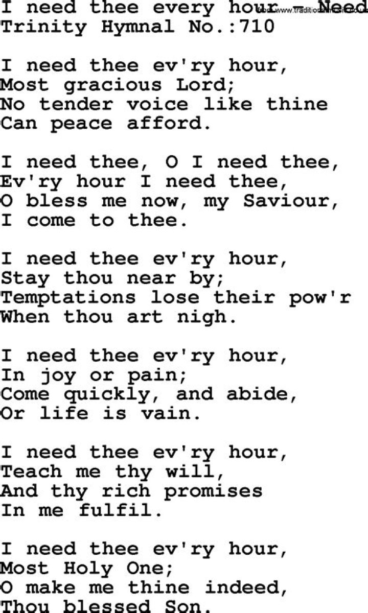In need thee every hour lyrics?